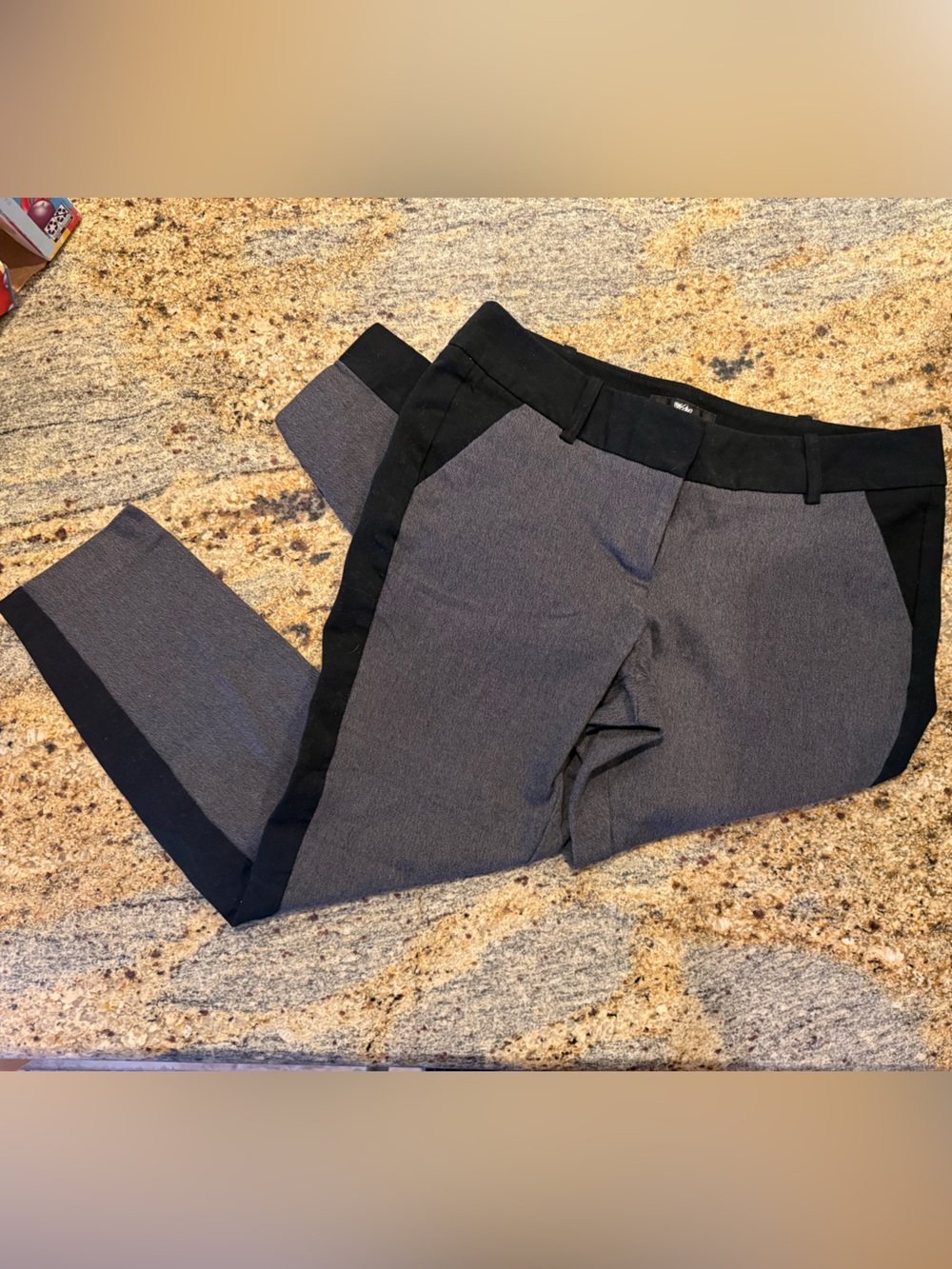Black and Gray Stretch Straight Leg Trousers